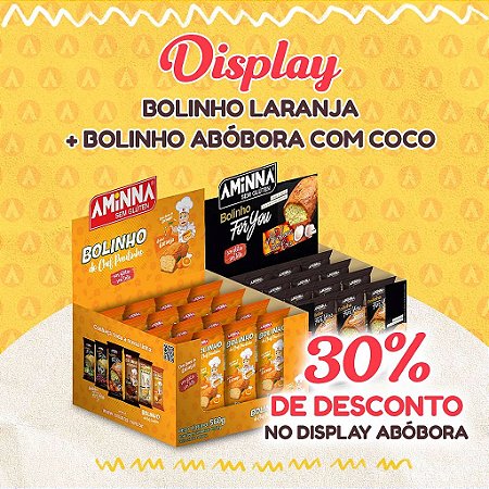 DISPLAY Bolinho do Chef Paulinho Laranja + Bolinho For You Abóbora com Coco Sem Glúten, Aminna