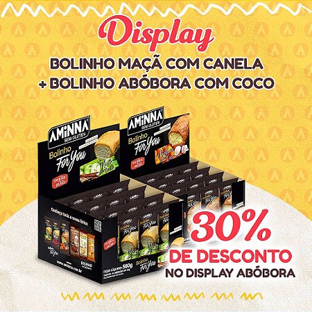 DISPLAY Bolinho For You Maçã com Canela + Bolinho For You Abóbora com Coco Sem Glúten, Aminna