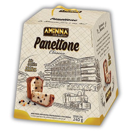 BW Panettone Clássico, com Uvas Passas e Frutas Cristalizadas, Sem Glúten Aminna, 240g - ID: 176