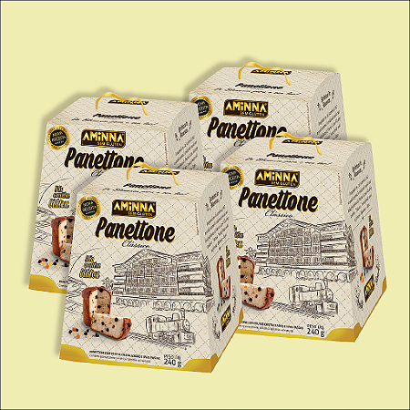 COMBO 4 Panettones Aminna - 4 unds. Clássico, Sem Glúten