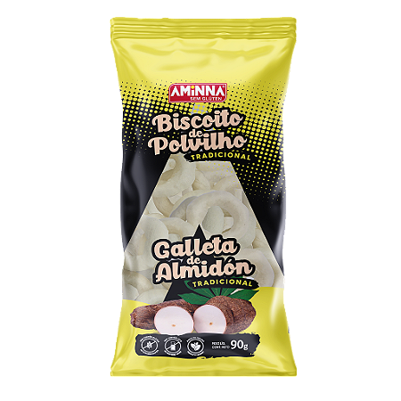 Kit 24 unidades Biscoito de Polvilho Sem Glúten Vegano Tradicional Aminna - 90g cada - ID: 226
