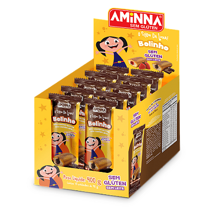 Display 10 unidades - Bolinho de Baunilha com Recheio de Chocolate Sem Glúten Aminna SG - 40 g - ID: 243