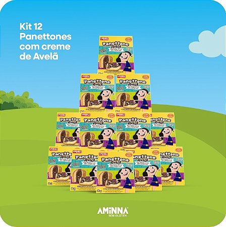 COMBO 12 Panettones Recheados com Creme de Avelã Sem Glúten Sem Açúcar Aminna 80 g - ID: 253