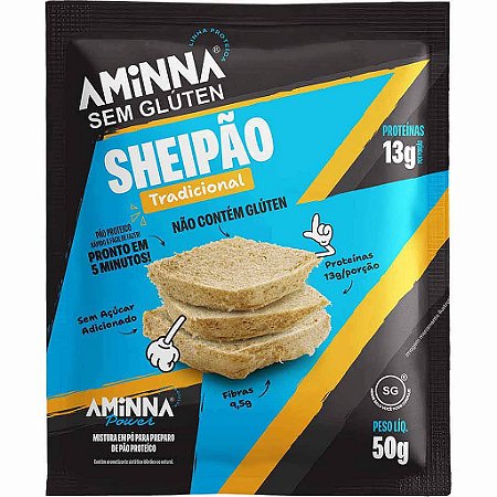 Sheipão - Pão Proteico Sabor Tradicional Sem Glúten Aminna 13g de proteína, 50g