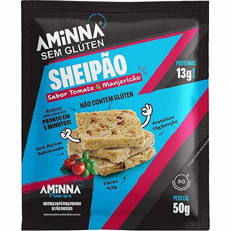Sheipão - Pão Proteico Sabor Tomate e Manjericão Sem Glúten 13g Proteína Aminna 50g
