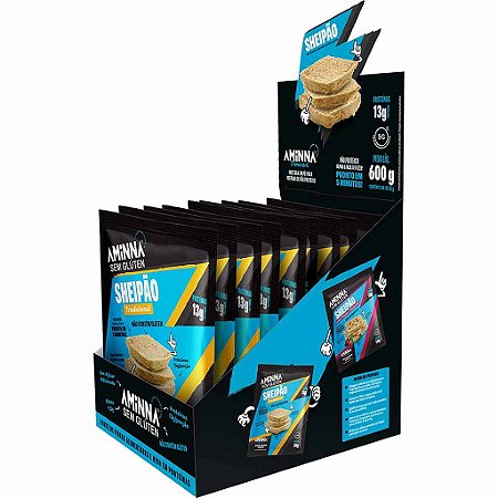 Display Sheipão Pão Proteico Sabor Tradicional 13g Proteína e Sem Glúten Aminna 12 Unidades