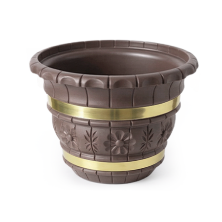 Cachepô Decorado Plástico Colibri 4,82 Litros 24 cm Tabaco