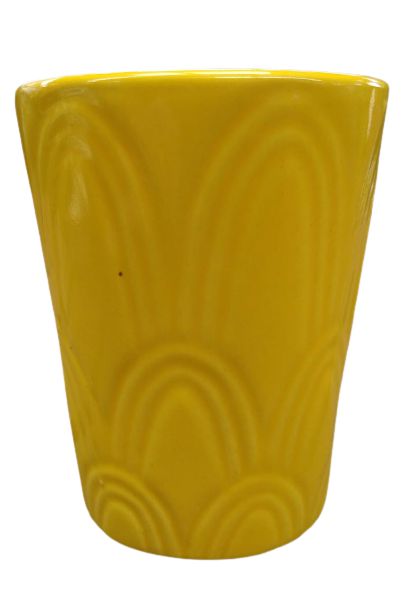 Vaso de Cerâmica Amarelo com Textura