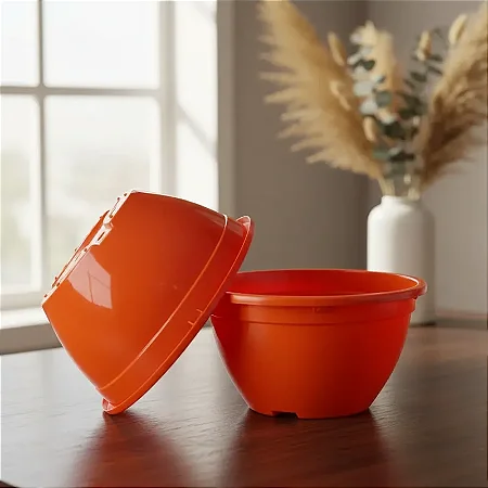 Vaso Laranja Tipo Cuia KIT com 3