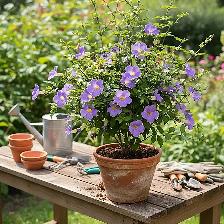 Tumbergia Arbustiva Azul - Thunbergia erecta (Perfeita Para Cerca Viva)
