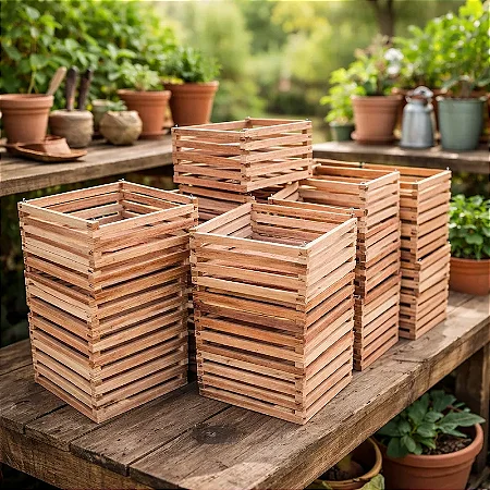 Cachepô de Madeira Quadrado 20x20