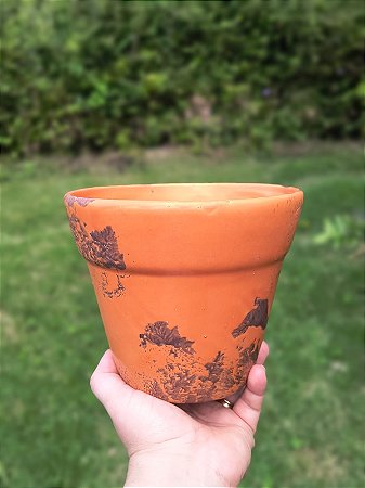 Cachepo de Ceramica Laranja com Textura