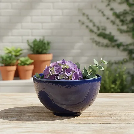 Cachepô de Cerâmica Azul