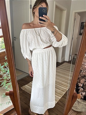Vestido Shine Off-white - Estilo Fê Pontelo