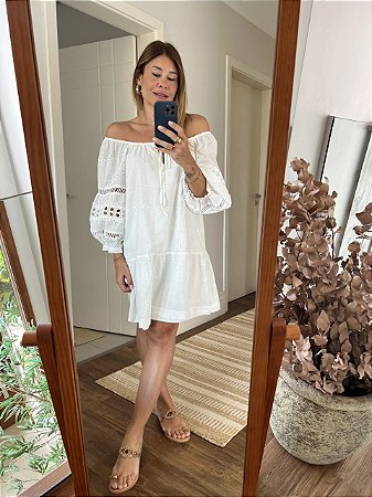 Vestido Bata Chiara Off-white - Estilo Fê Pontelo