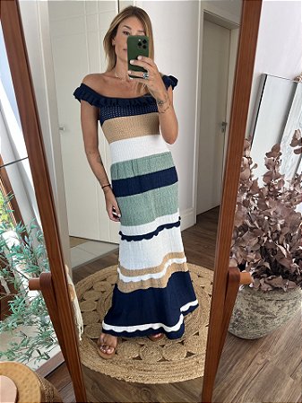 Vestido Donatella Marinho com Off-white e Verde
