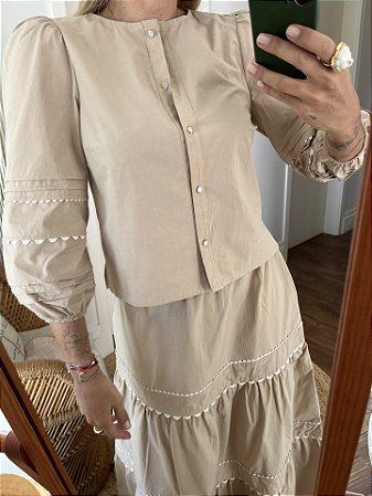 Camisa Tricoline Catarina Areia