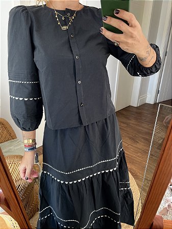 Camisa Tricoline Catarina Preta