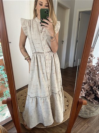 Vestido Camélia Areia e Doce de Leite