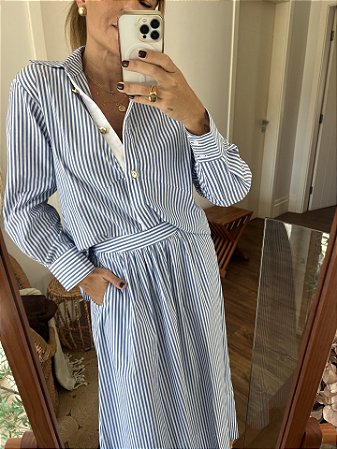 Camisa Ritz Marinho e Off-white