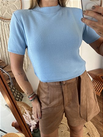 Cropped Tricot Valerie Azul Céu