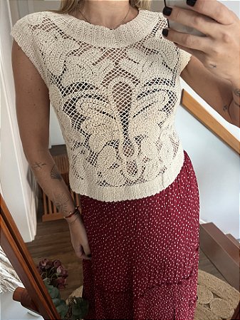 Colete Crochet Natural