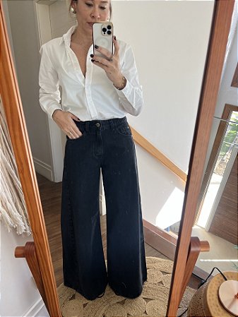 Calça Wide Jeans Preto