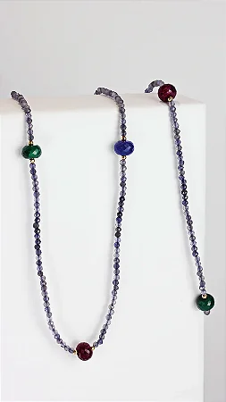 Colar Amar Iolita Safira Esmeralda e Rubi