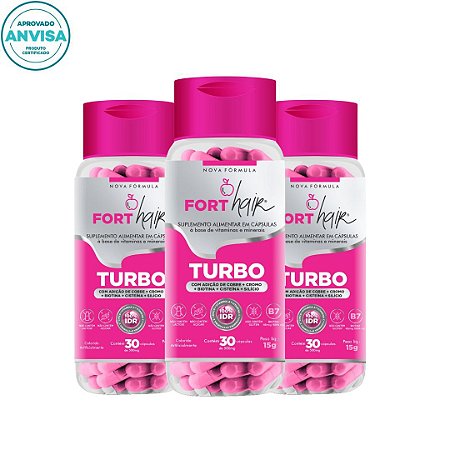 KIT FORTHAIR TURBO 3 MESES - FORTALECIMENTO CABELOS, PELE E UNHAS