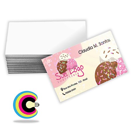 250 Cartões de Visita só Frente Laminação Holográfica