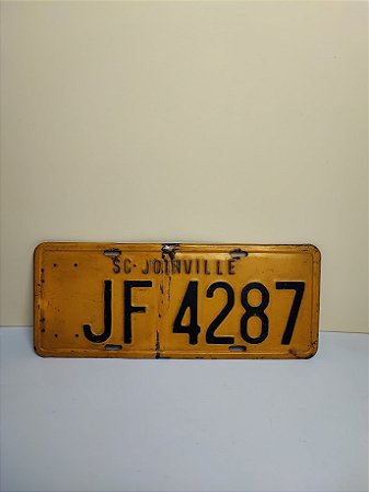 Placa Automotiva Amarela Antiga Decorativa
