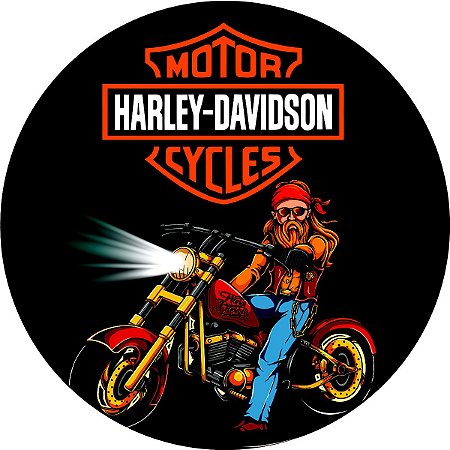 Painel Festa Redondo 3d Harley Davidson Sublimação 1,50M