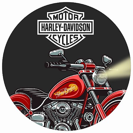 Painel Festa Redondo 3D Harley Davidson Sublimado Estampa Digital 1,50M