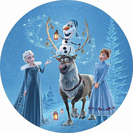 Painel Festa Redondo 3d Frozen Estampa Digital 1,50M