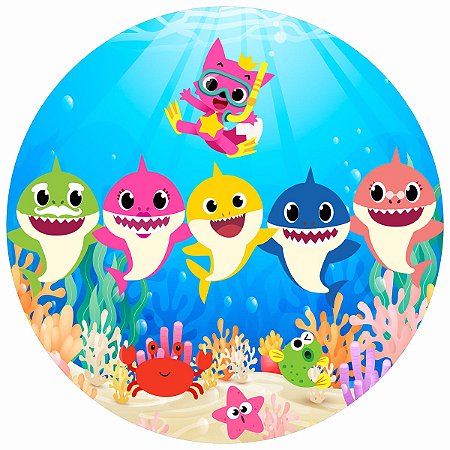 Painel Festa Redondo Baby Shark 3d Estampa Digital 1,80M