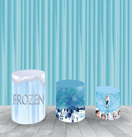 Capa Para Trio De Mesas Cilindro Frozen Kit 3 Capas