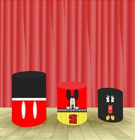 Capa Para Trio De Mesas Cilindro Mickey Kit 3 Capas
