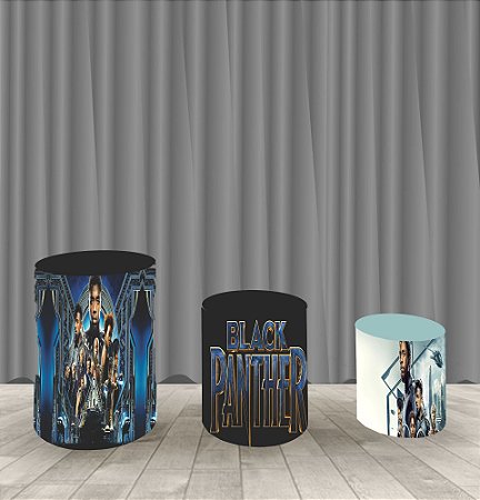 Capa Para Trio De Mesas Cilindro Pantera Negra Kit 3 Capas
