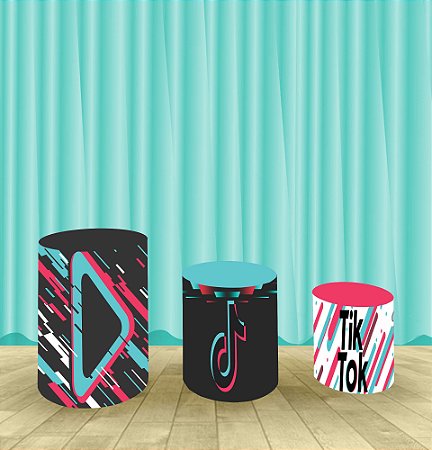 Capa Para Trio De Mesas Cilindro TikTok Kit 3 Capas