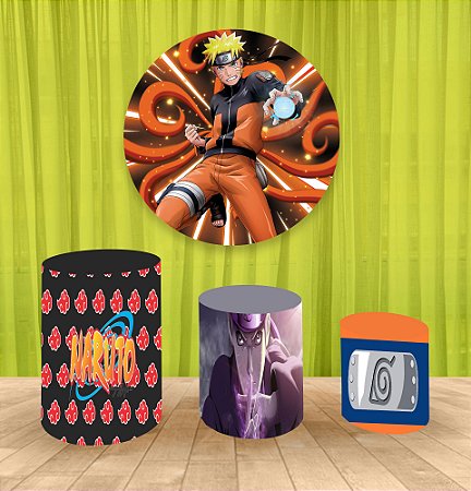 Painel Redondo 1,50m E Trio Capa De Cilindro Naruto 3