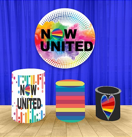 Painel Redondo 1,50m E Trio Capa De Cilindro Now United
