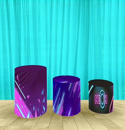 Capa Para Trio De Mesas Cilindro Festa Neon Kit c.3  CFNE-1