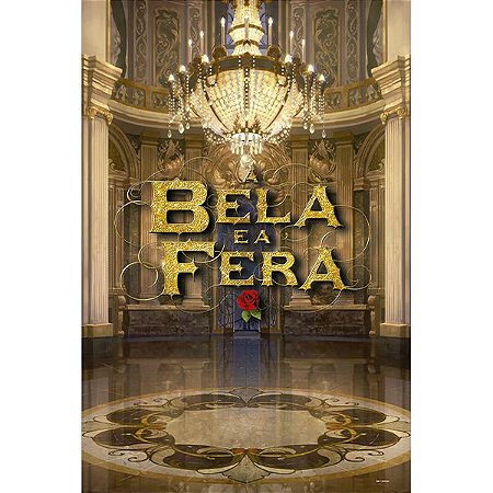 Painel Festa Retangular Para Casado 1,5x2,2m Bela e a Fera
