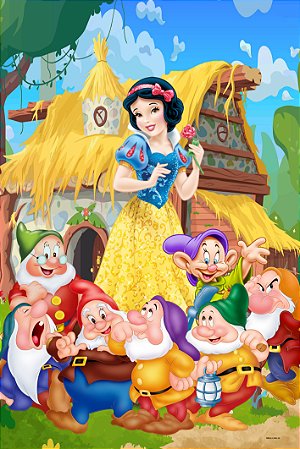 Painel Festa Retangular P/ Casado 1,5x2,2m Branca De Neve 2