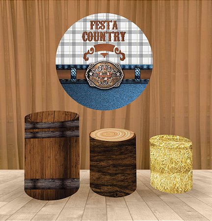 Painel Redondo 1,50m E Trio Capa De Cilindro Festa Country 3