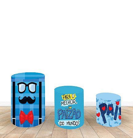 Capa Para Trio De Mesas Cilindro Dia Dos Pais 2, Kit 3 Capas