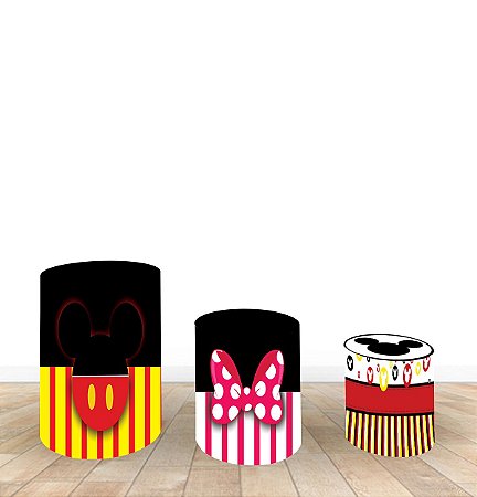 Capa P/ Trio De Mesas Cilindro Casal Mickey 1, 3 Capas