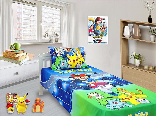 Jogo De Lençol Cobre Leito E Fronha , Pokemon 1