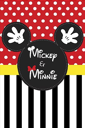 Painel Festa Retangular Para Casado 1,5x2,2m Casal Mickey 1