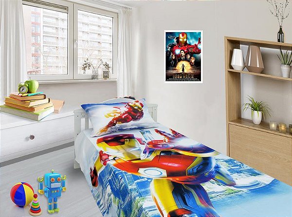 Jogo De Lençol Decorativo E Fronha Homem De Ferro 2 , 2 Pçs